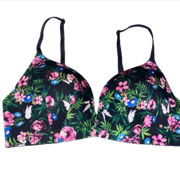 Victoria’s Secret So Obsessed Padded No Wire Floral & Butterfly Push Up Bra 34DD - Picture 7 of 14